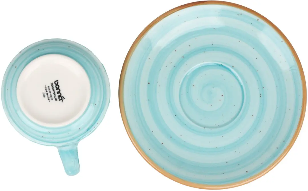 Bonna Aqua Theekopjes & Schotels 210cc - 6-delig - Blauw