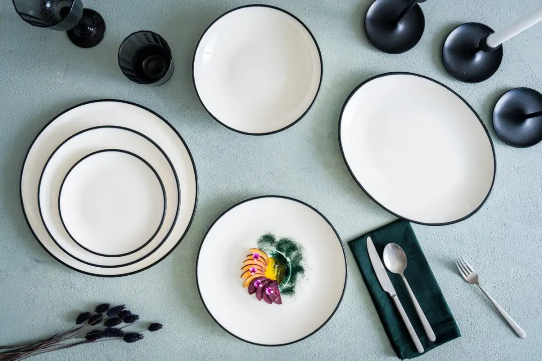 Bonna Linea Black Dinerbord - Porselein 27cm - 6 Stuks