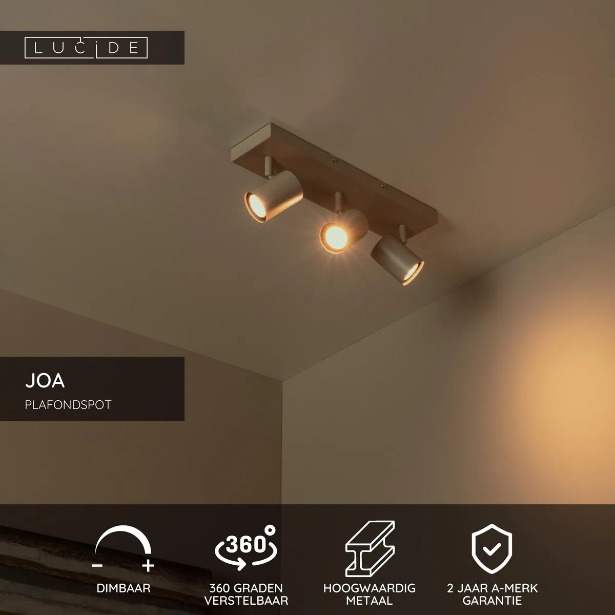 Lucide JOA Plafondspot 3xGU10 - Taupe