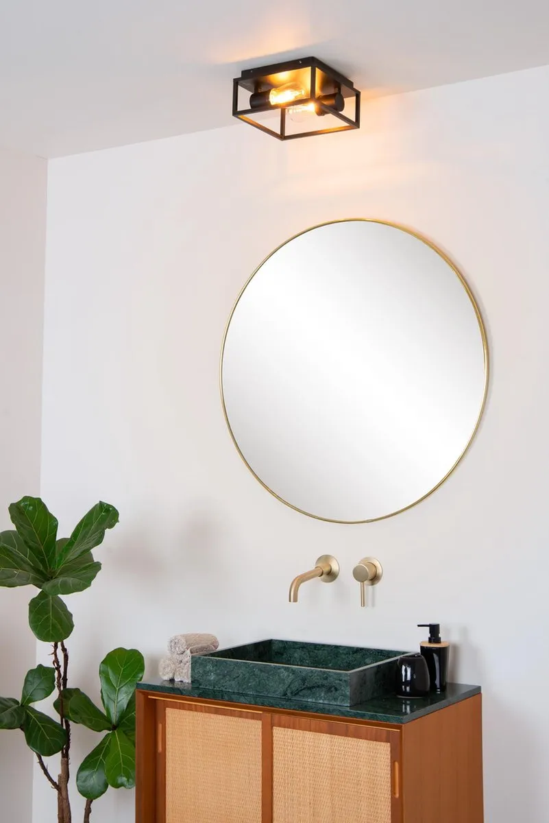 Lucide CARLYN Plafondlamp Badkamer 2xE14 - IP54 - Zwart