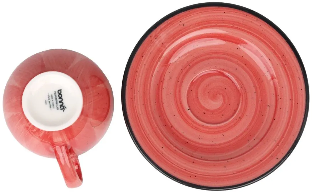 Bonna Aura Passion Theekopjes & Schotels - 230cc - Rood - 6-delig