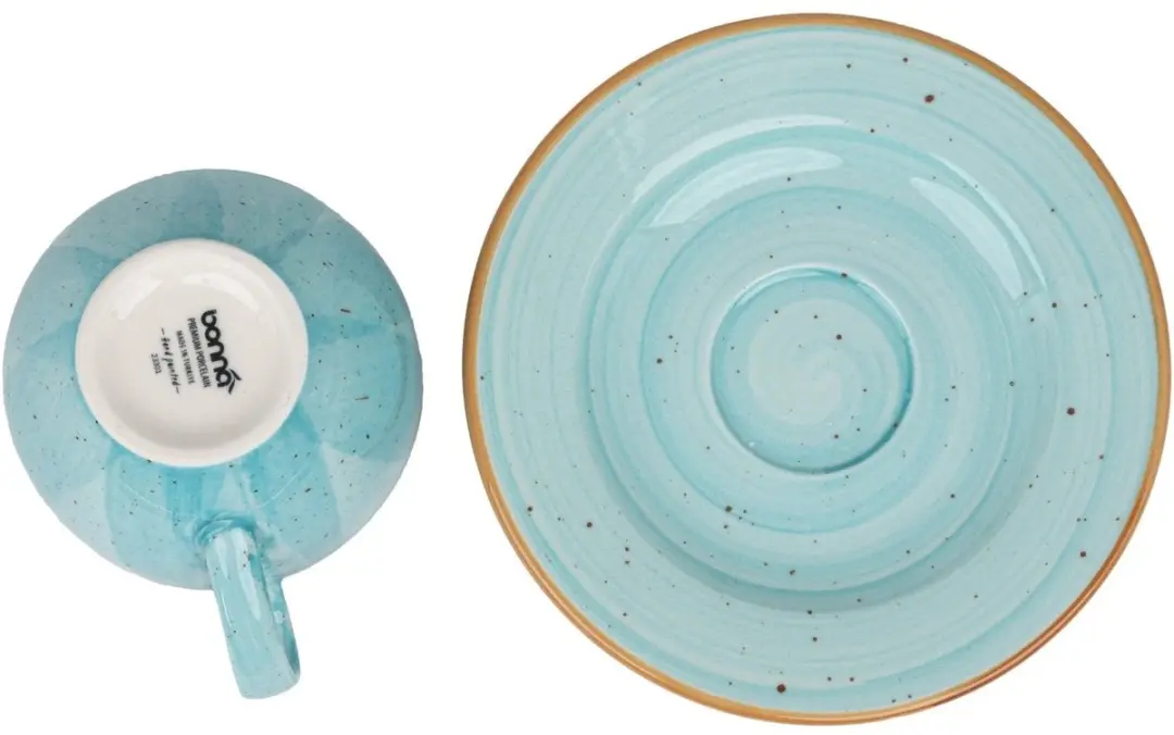 Bonna Aqua Theekopjes & Schotels 230cc - Blauw - 6-delig