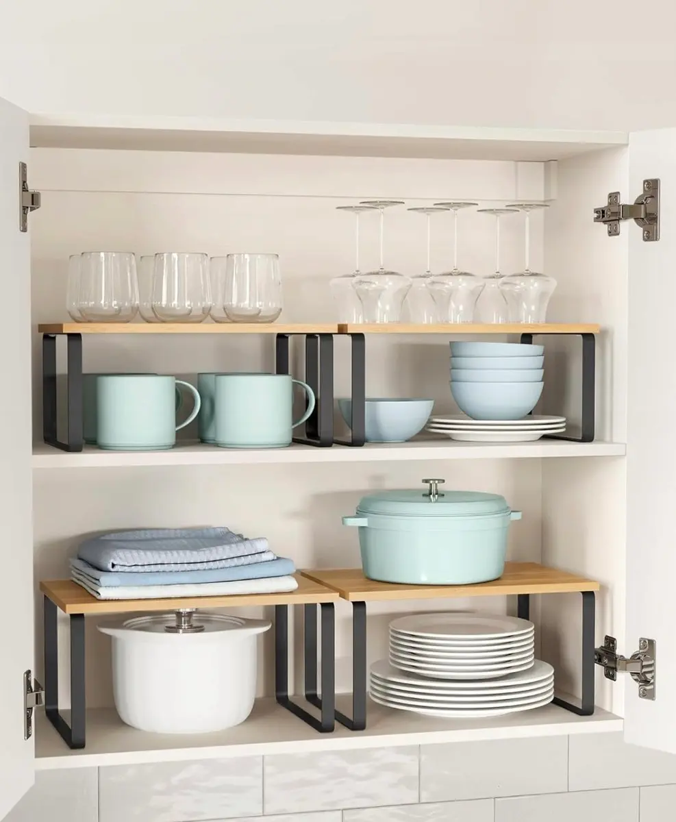 Songmics Bamboe Keuken Organizer 2-delig - Kruidenplank Hout/Zwart