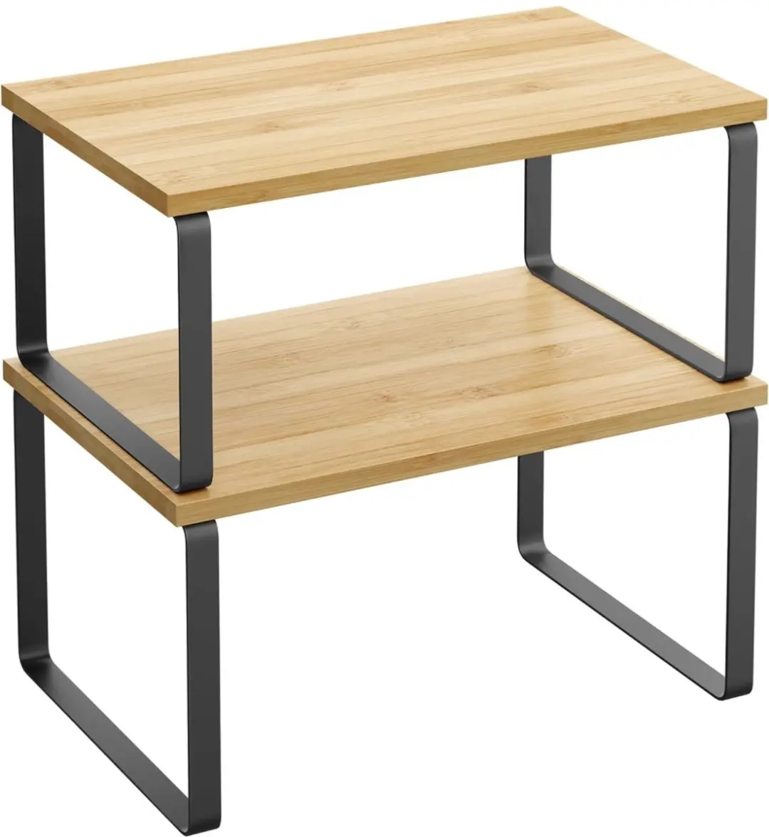 Songmics Bamboe Keuken Organizer 2-delig - Kruidenplank Hout/Zwart