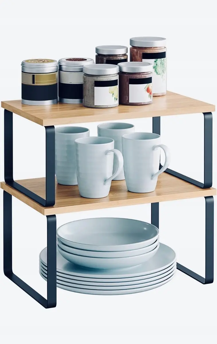 Songmics Bamboe Keuken Organizer 2-delig - Kruidenplank Hout/Zwart