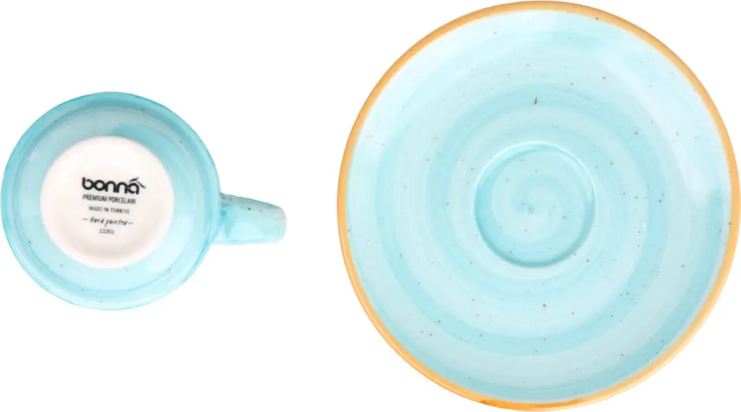 Bonna Aura Aqua Espressoset 6-delig - 80cc - Turquoise/Goud/Wit