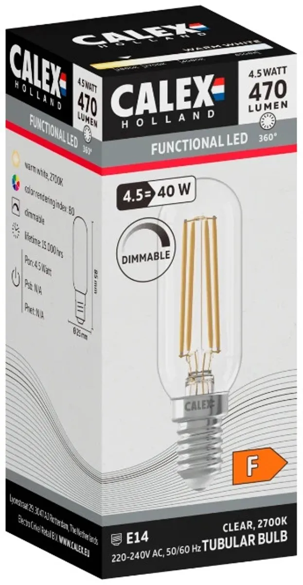 Calex E14 LED Buislamp 4.5W 470Lm 2700K - Helder