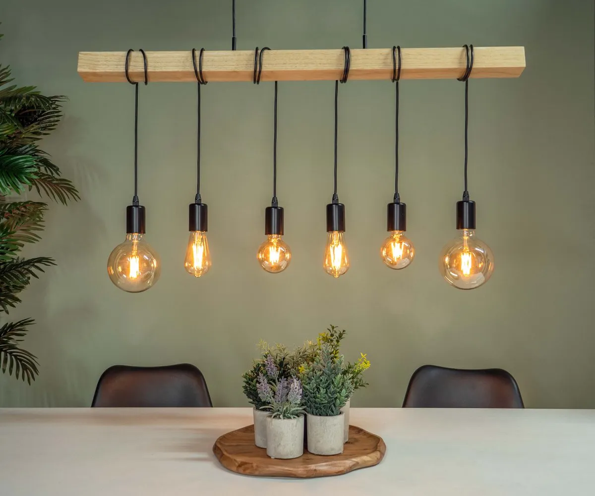 Eglo Townshend Hanglamp E27 100cm - Zwart/Bruin