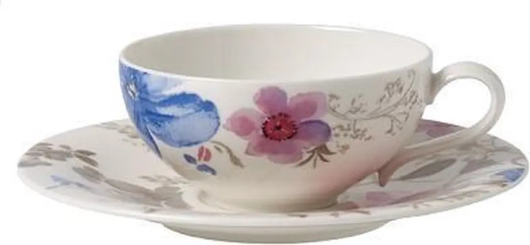 Villeroy & Boch Mariefleur Teetasse met Onderschotel - 120ml - Grijs