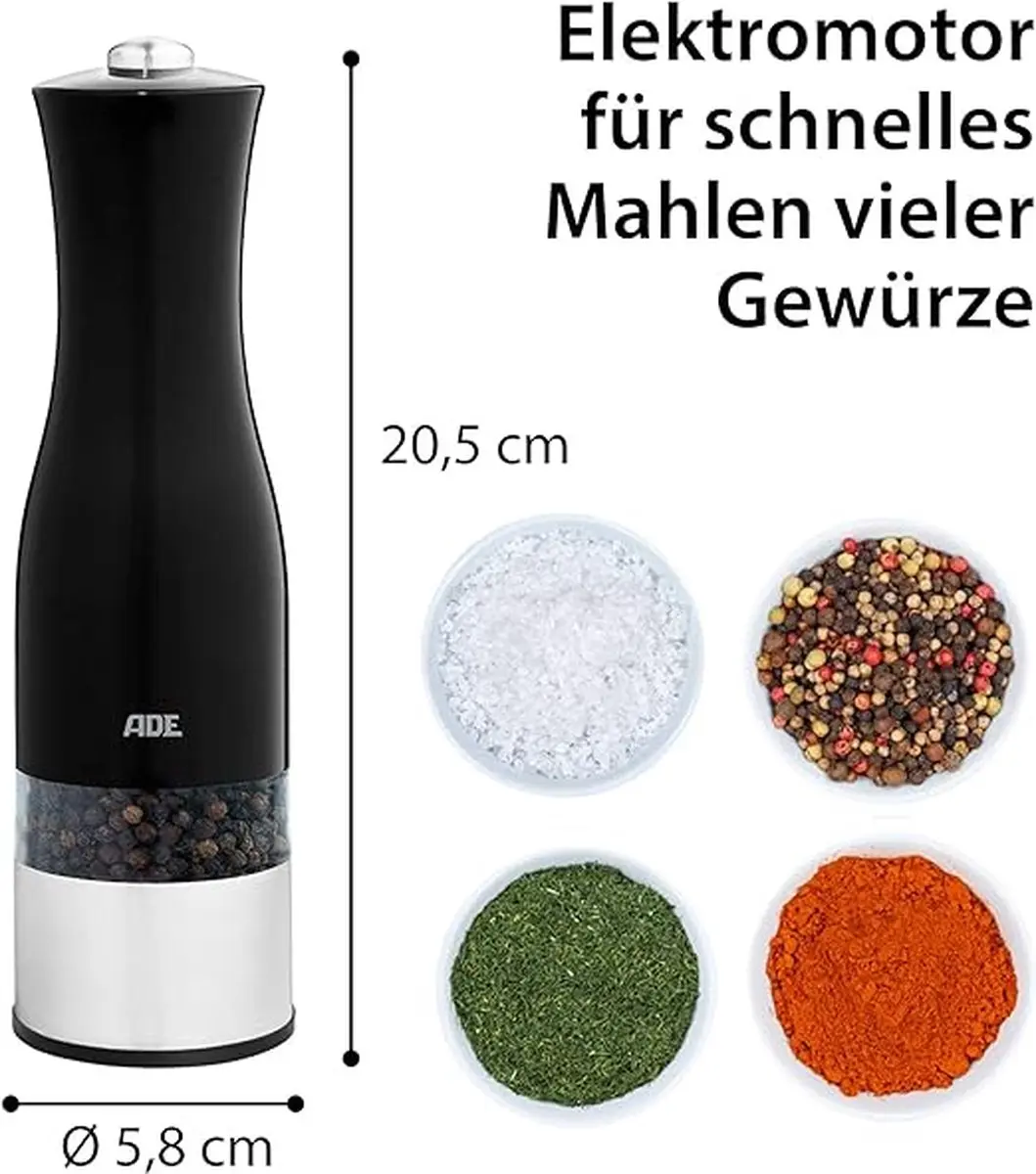 ADE KG1900-3 Elektrische Peper-Zoutmolen - Zwart