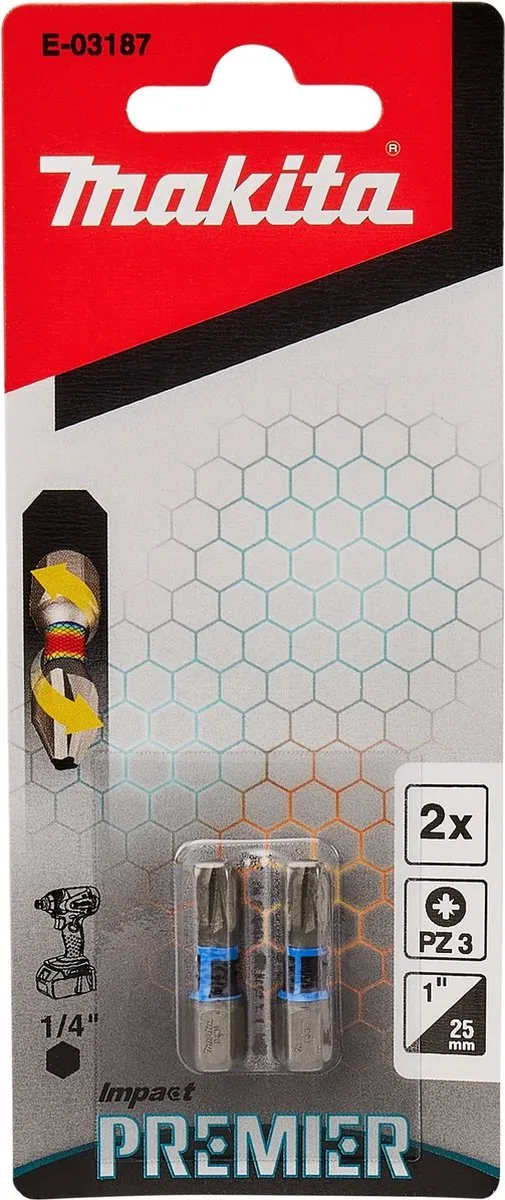 Makita Slagschroefbit PZ3x25mm XTT Impact Premier E-03187 - afbeelding 6 van 6