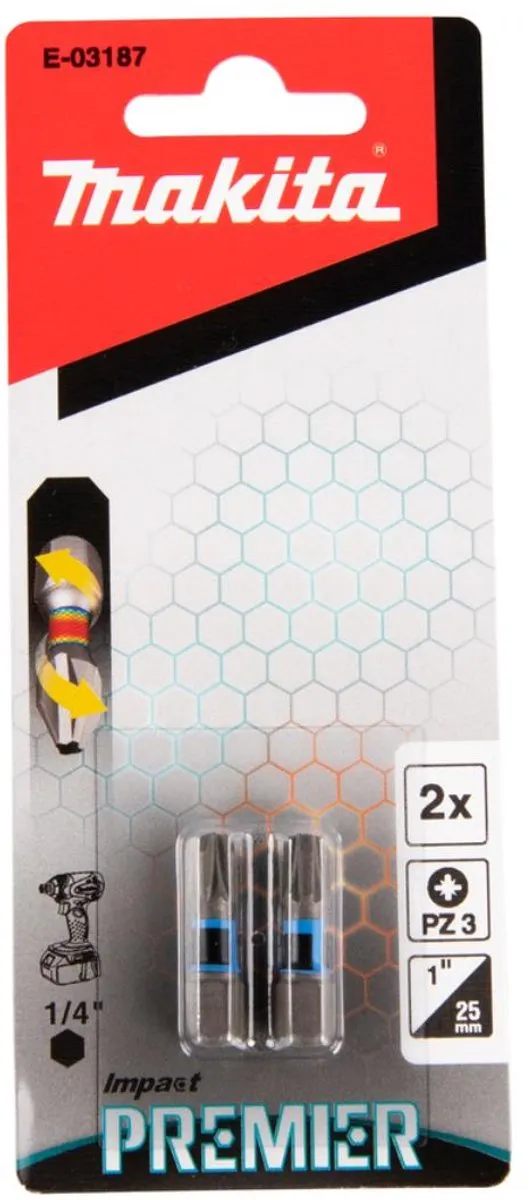 Makita Slagschroefbit PZ3x25mm XTT Impact Premier E-03187 - afbeelding 3 van 6