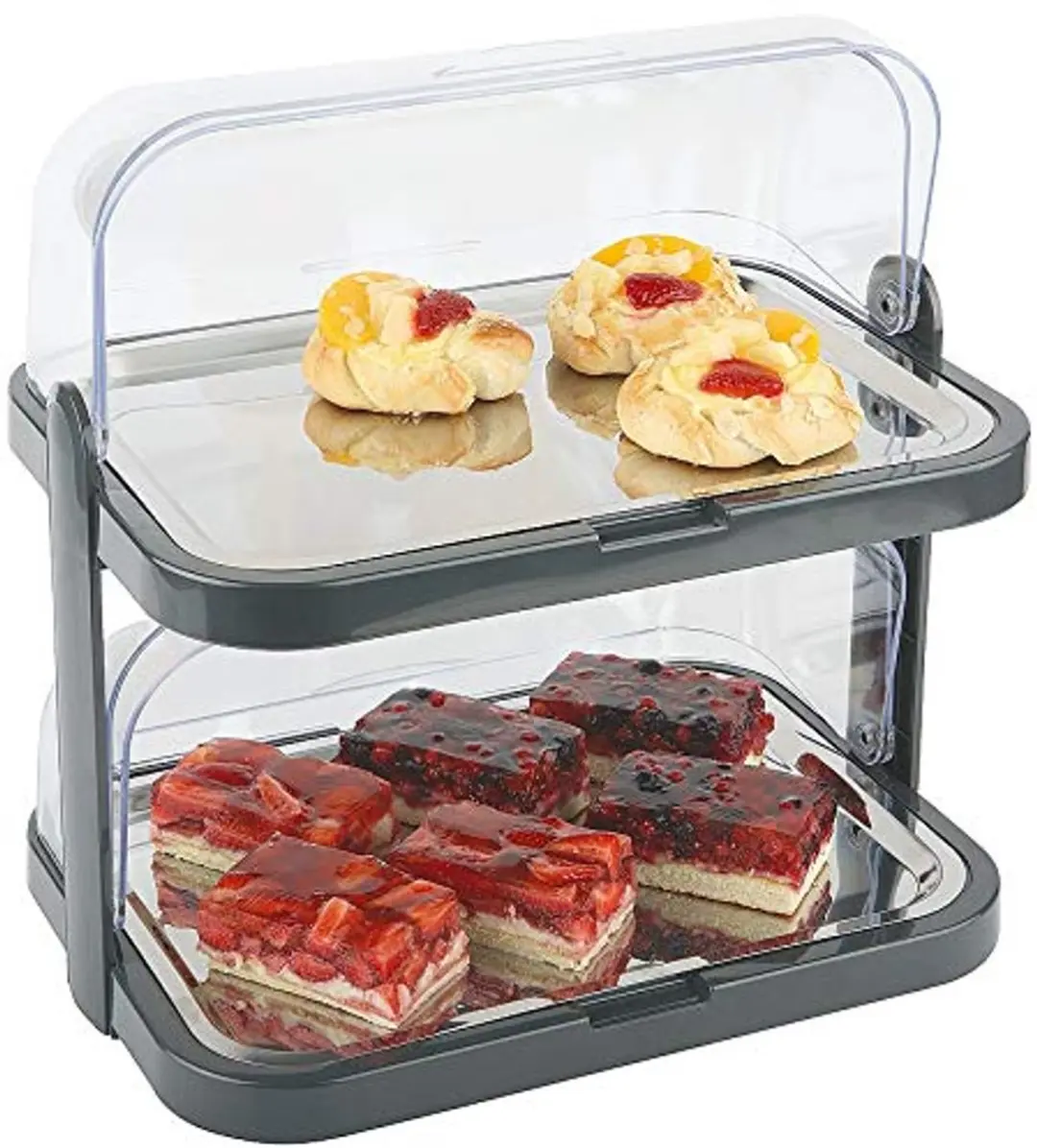 APS Buffetvitrine 9204 - Dubbelzijdig Roltop 2 Etages - 44x32x44cm Zwart - afbeelding 6 van 6