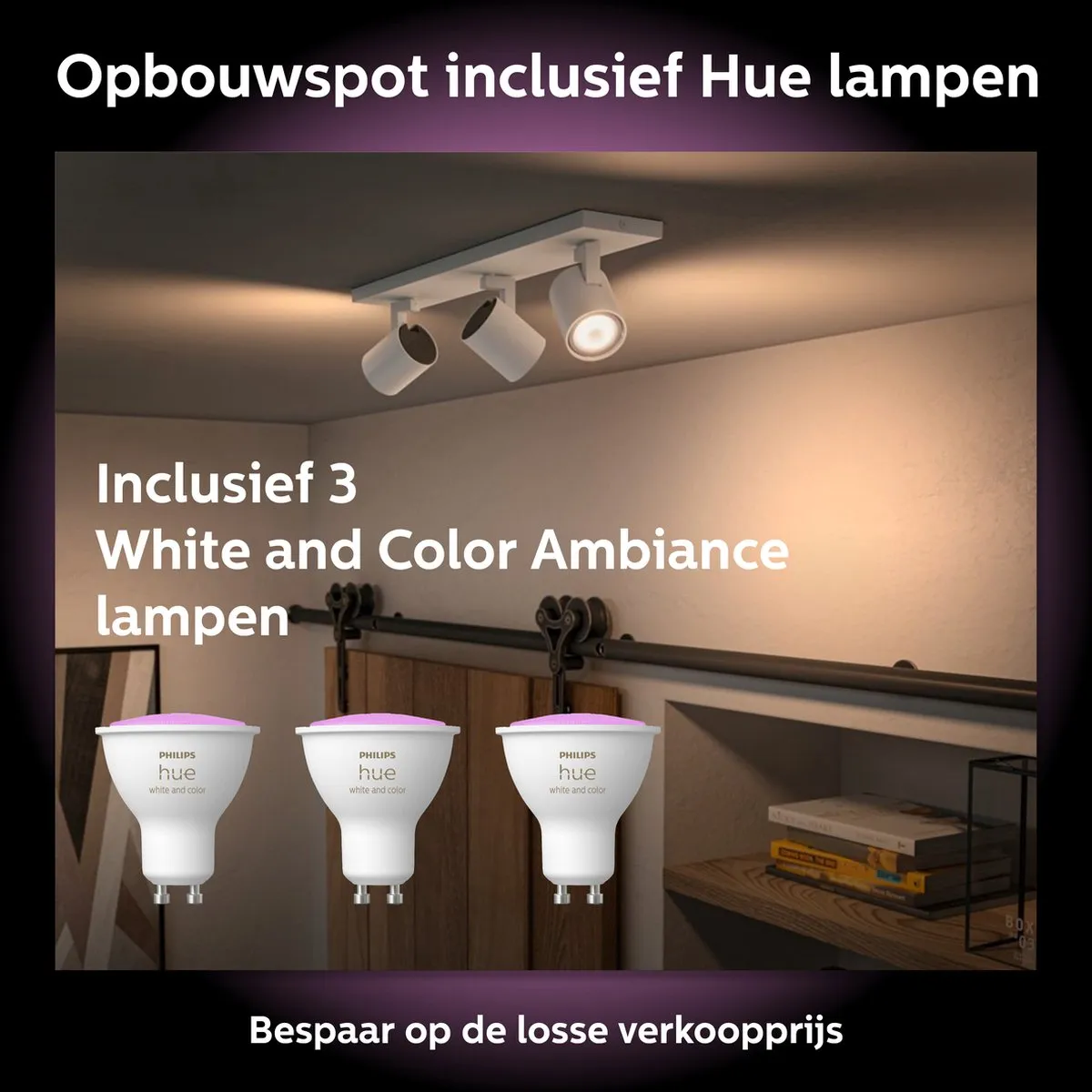 Philips Hue Runner Opbouwspot 3x GU10 RGBW - Wit