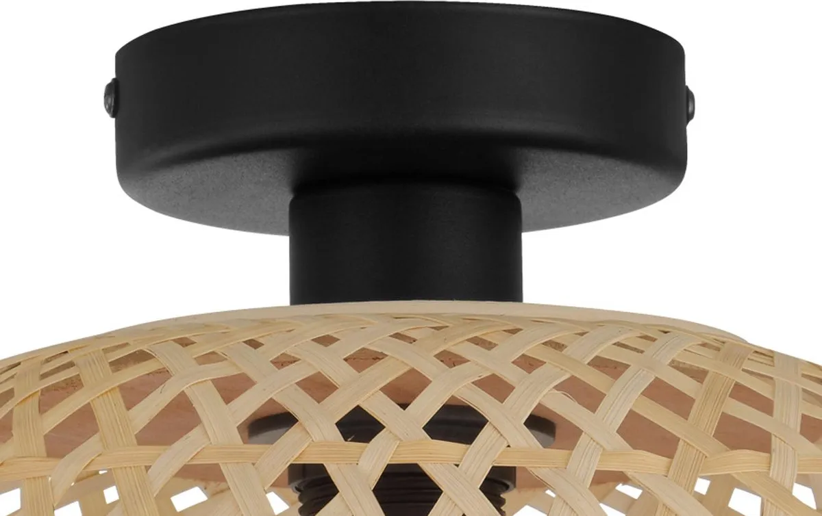 Eglo Claverdon Plafondlamp E27 - Ø37cm - Zwart/Hout