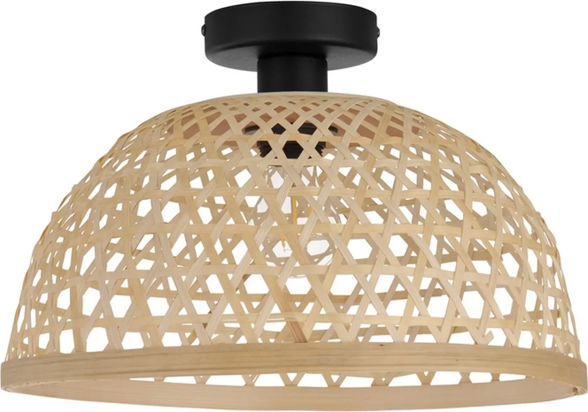 Eglo Claverdon Plafondlamp E27 - Ø37cm - Zwart/Hout