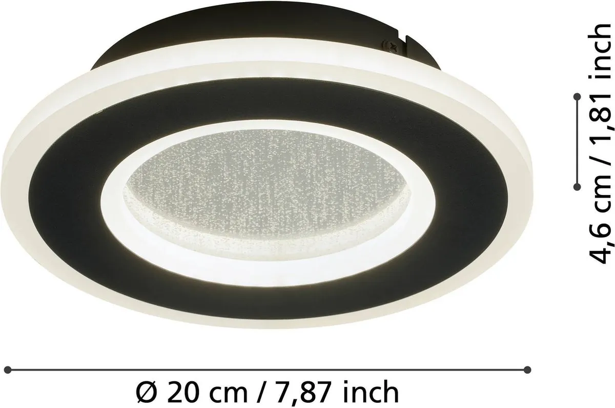 Eglo Macchioni Wandlamp LED Ø20cm - Zwart/Wit - afbeelding 6 van 6