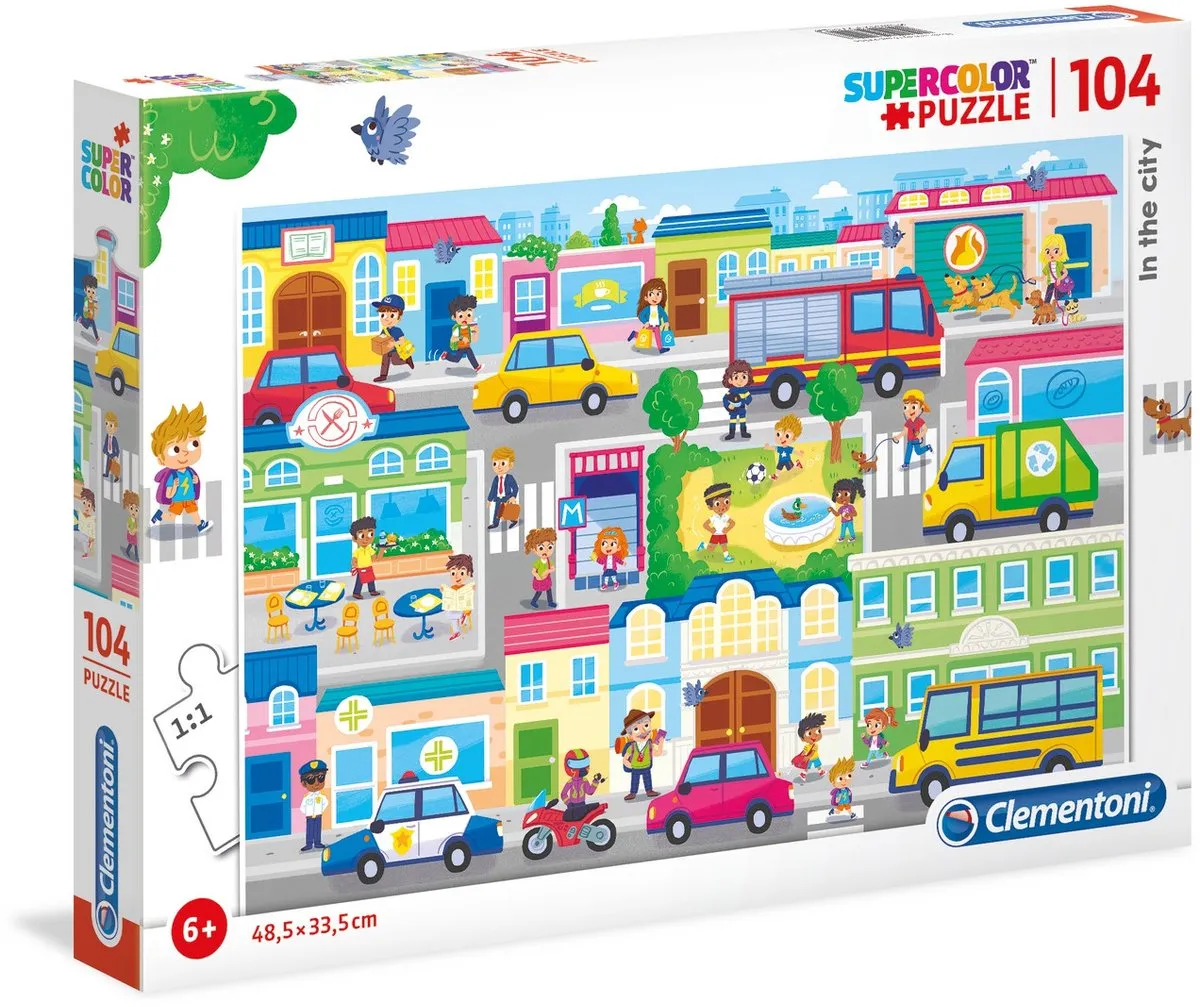 Clementoni Supercolor Legpuzzel In the City 104 Stuks - 27114 - afbeelding 2 van 4