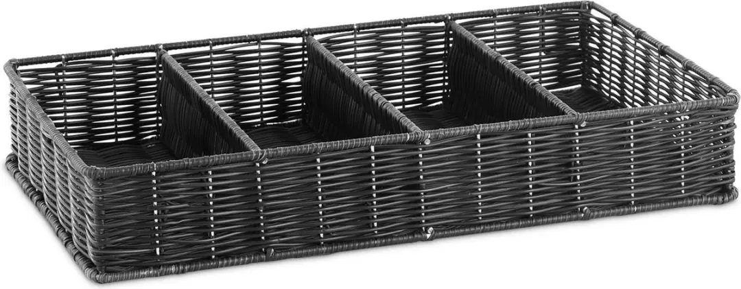 APS Bestekbak 4-vaks RVS - 27x27x15cm - Zwart