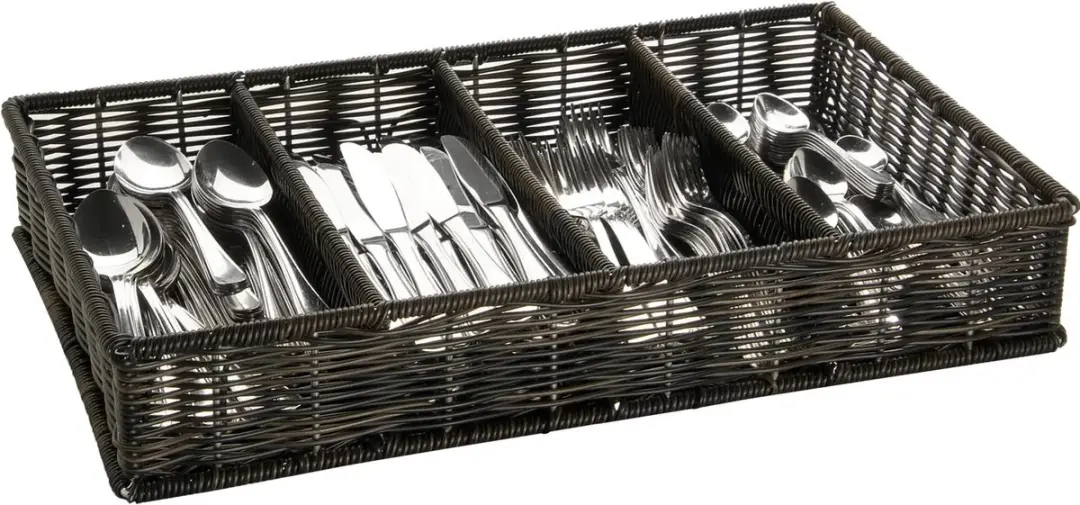 APS Bestekbak 4-vaks RVS - 27x27x15cm - Zwart