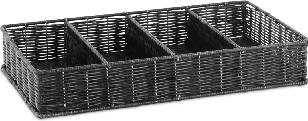 APS Bestekbak 4-vaks RVS - 27x27x15cm - Zwart