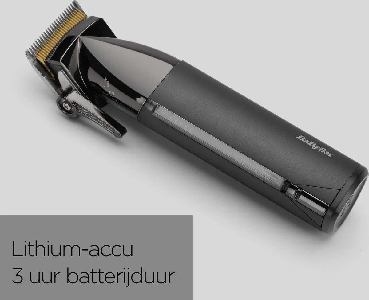 Babyliss Super-X Tondeuse E991E - 180 min Draadloos - Zwart-chroom