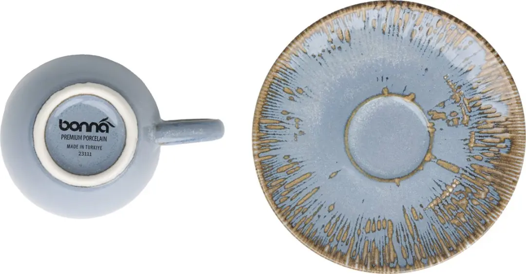 Bonna Sky Snell Espressokopjes & Schotels - 80cc - Blauw - 6-delig