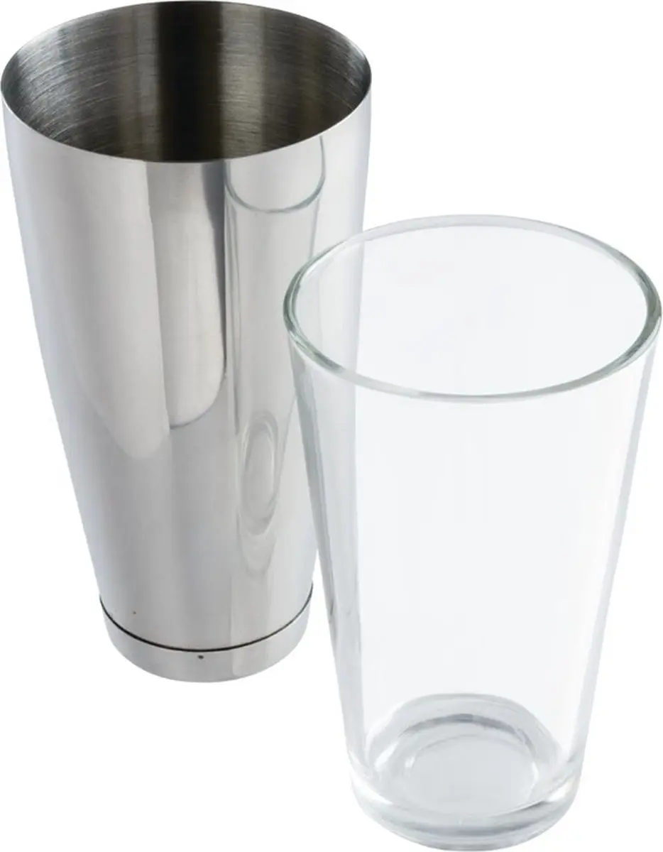 APS Boston Bar Shaker-Set S766 - 2-delig - 400ml Glas & 700ml RVS Beker - Zilver