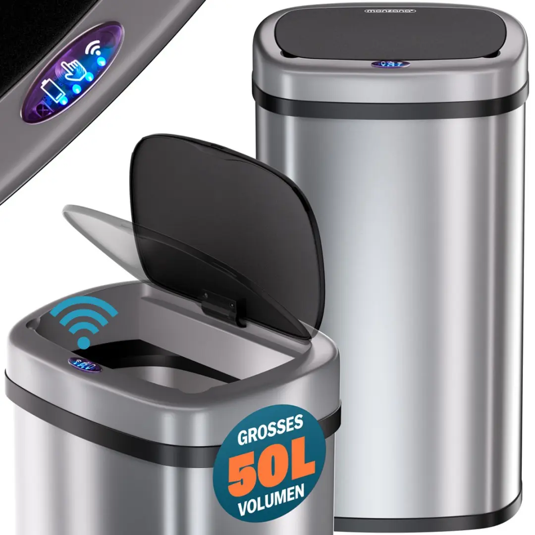 Monzana Automatische Sensor Prullenbak 50L - 62x40x29cm - Zilver