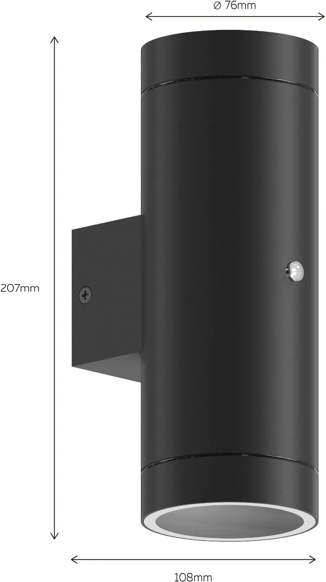 Calex Pavia Wandlamp 2x GU10 - Zwart