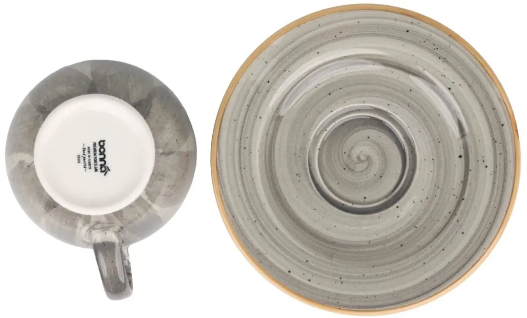 Bonna Aura Space Koffiekopjes & Schotels - 250ml - Grijs - 6-delig