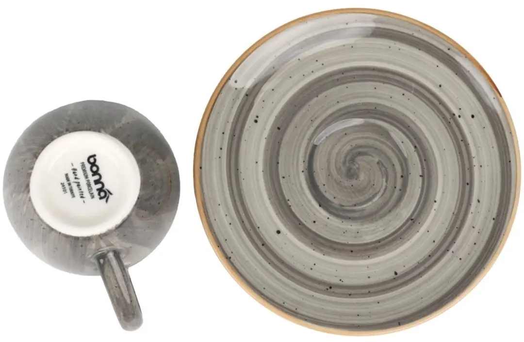 Bonna Aura Space Espressokopjes & Schoteltjes 80cc - 6-delig - Grijs