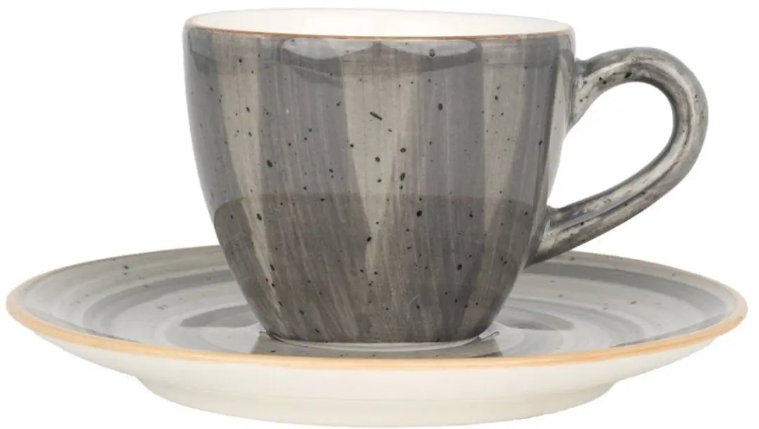 Bonna Aura Space Espressokopjes & Schoteltjes 80cc - 6-delig - Grijs