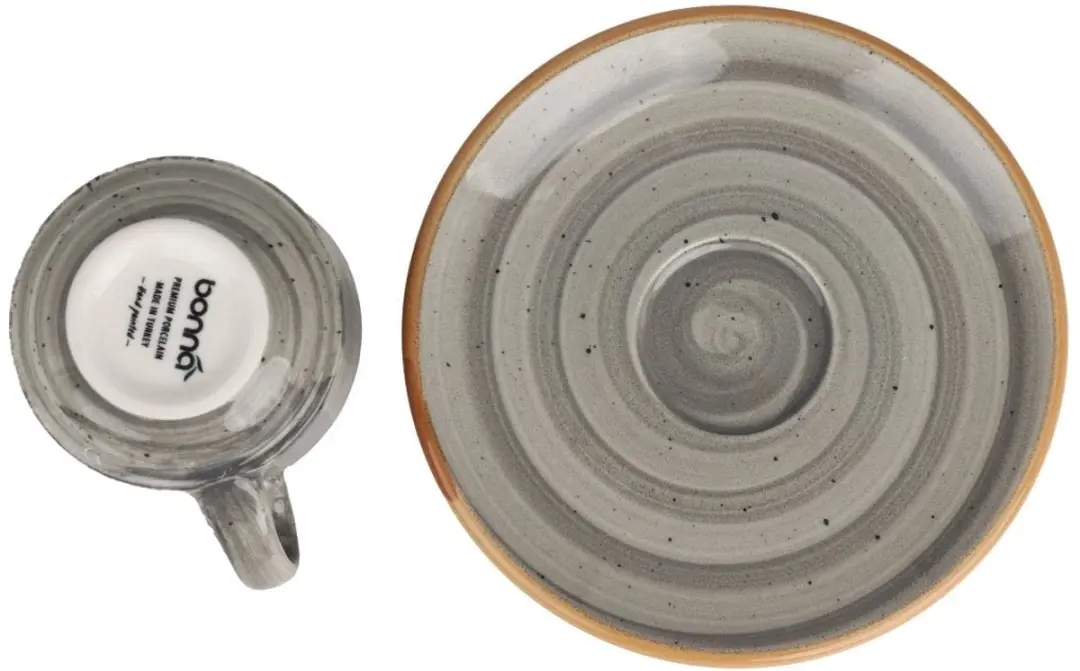 Bonna Aura Space Espressokopjes & Schoteltjes 80cc - 6-delig - Grijs