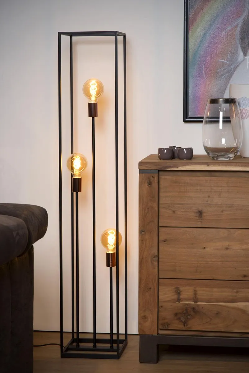 Lucide Arthur Vloerlamp 3xE27 - Zwart