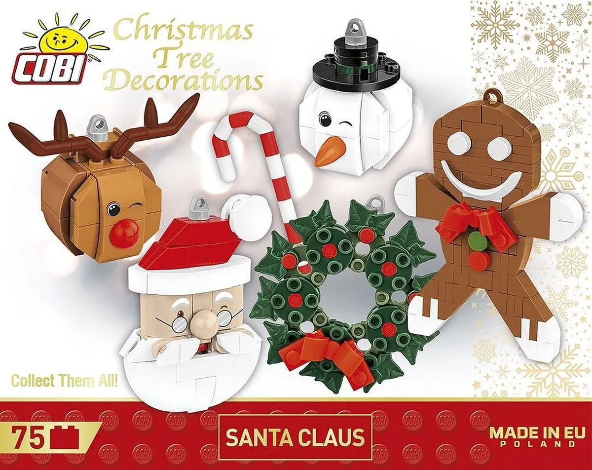 Cobi Kerstman Kerstboomdecoratie - 75 Onderdelen - Meerkleurig