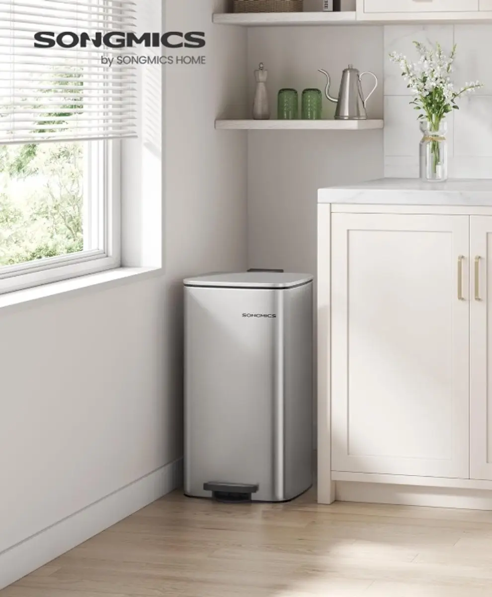 Songmics Zaina Prullenbak 30L - Pedaal - Zilver