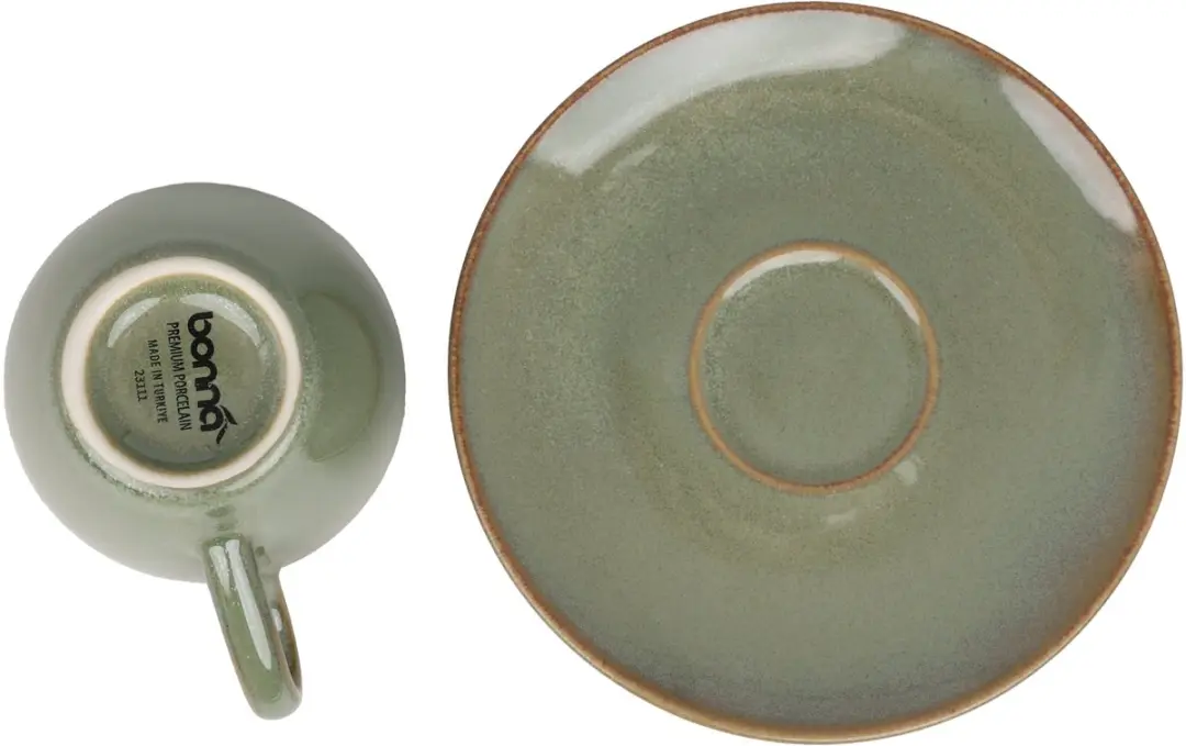 Bonna Sage Hygge Espresso Kopjes & Schotels - 80cc - Groen - 6-delig