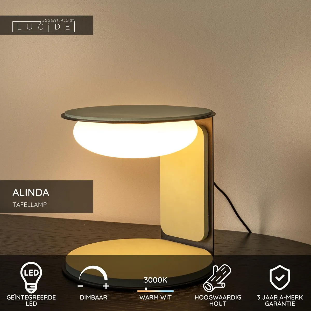 Lucide Alinda LED Tafellamp Ø20cm - Groen - 9W 3000K
