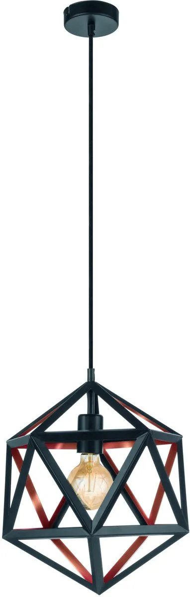 Eglo Embleton 1 Hanglamp E27 - Ø30,5cm - Zwart/Koper