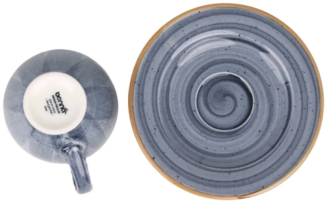 Bonna Aura Dusk Theekopjes & Schotels - 230cc - Blauw - 6-delig