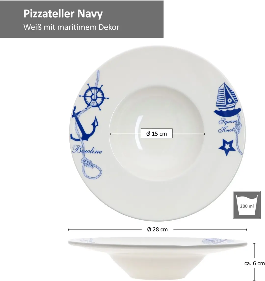 Bonna Navy Banquet Pastaborden - 28cm - 2 Stuks