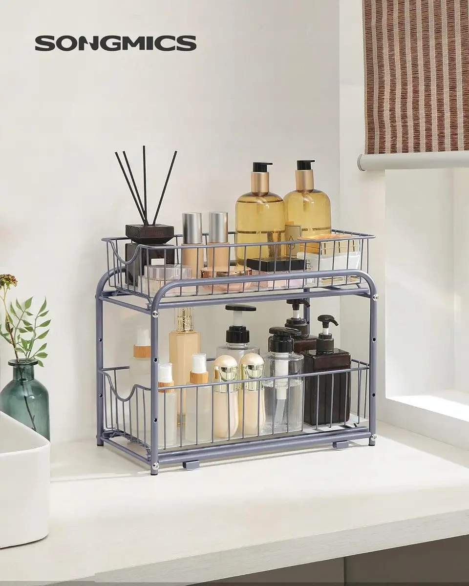 Songmics Industriële Keuken Organizer Uitschuifbaar - Wit/Zilver