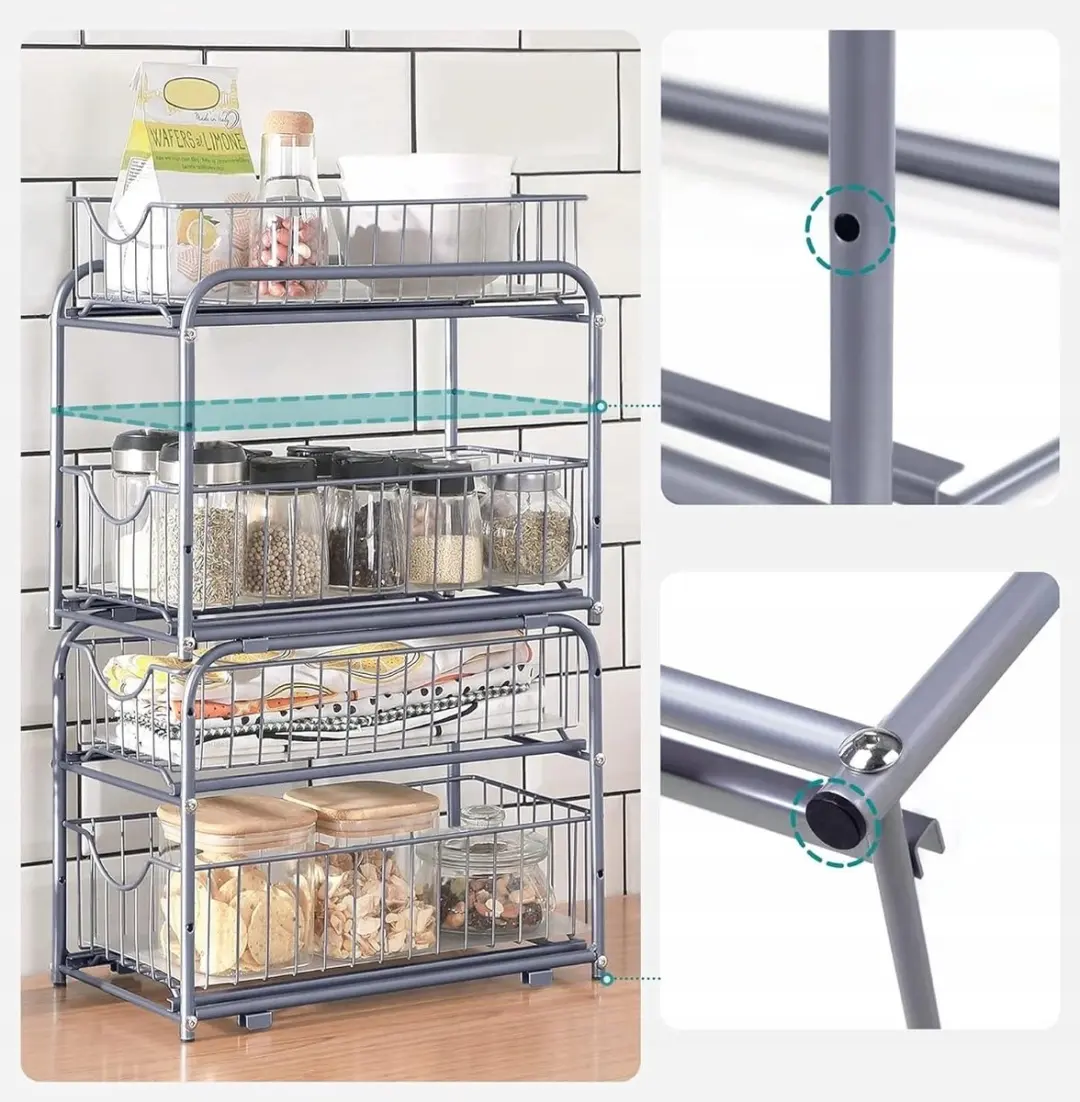 Songmics Industriële Keuken Organizer Uitschuifbaar - Wit/Zilver