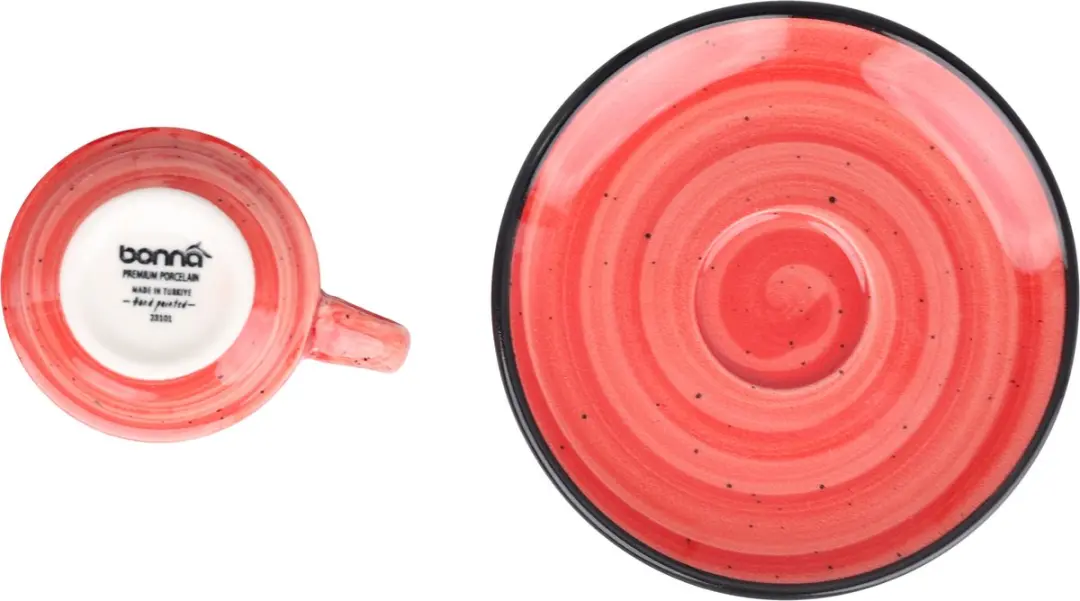 Bonna Aura Passion Koffiekopjes & Schoteltjes - 6-delig - Rood