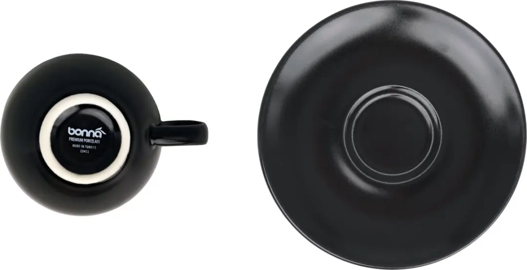 Bonna Notte Theekopjes & Schotels 230cc - 6-delig - Zwart
