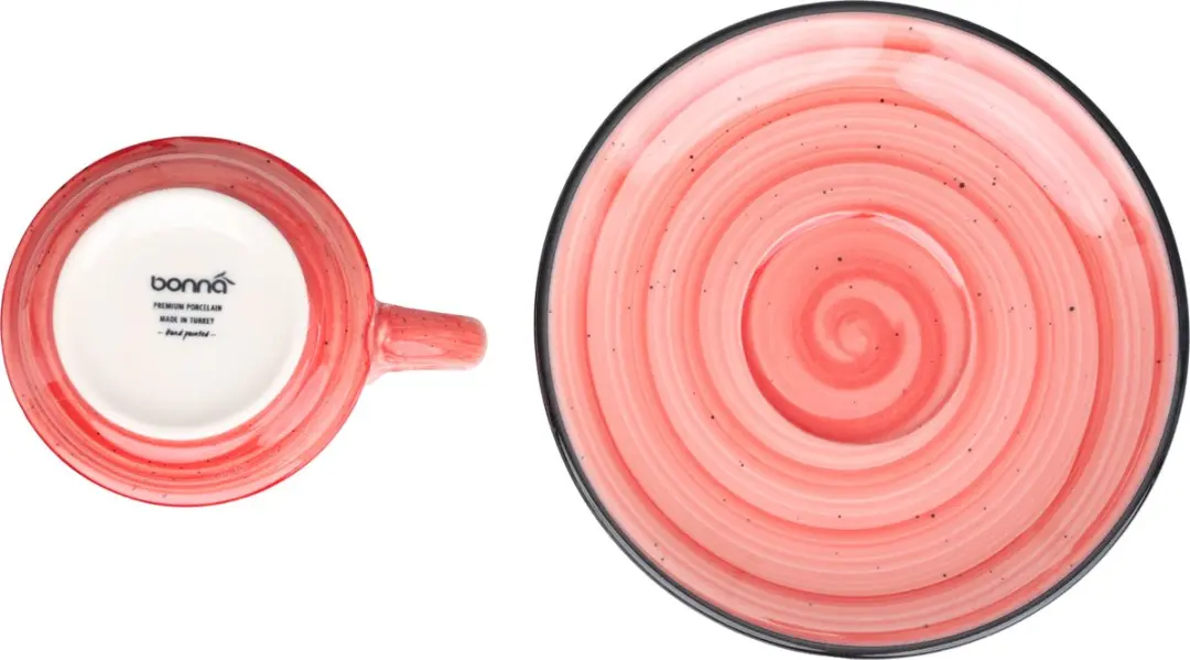 Bonna Aura Passion Theekopjes & Schotels - 210cc - Rood - 6-delig