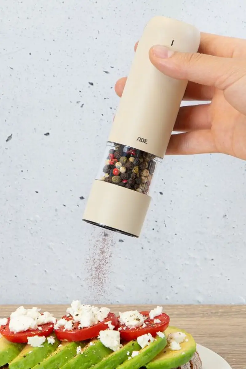 ADE Elektrische Peper-Zoutmolen Mini Cream D3,7xH13,9cm 66490