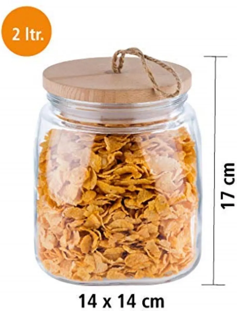 APS Woody Voorraadpot Glas 2L - Set van 2