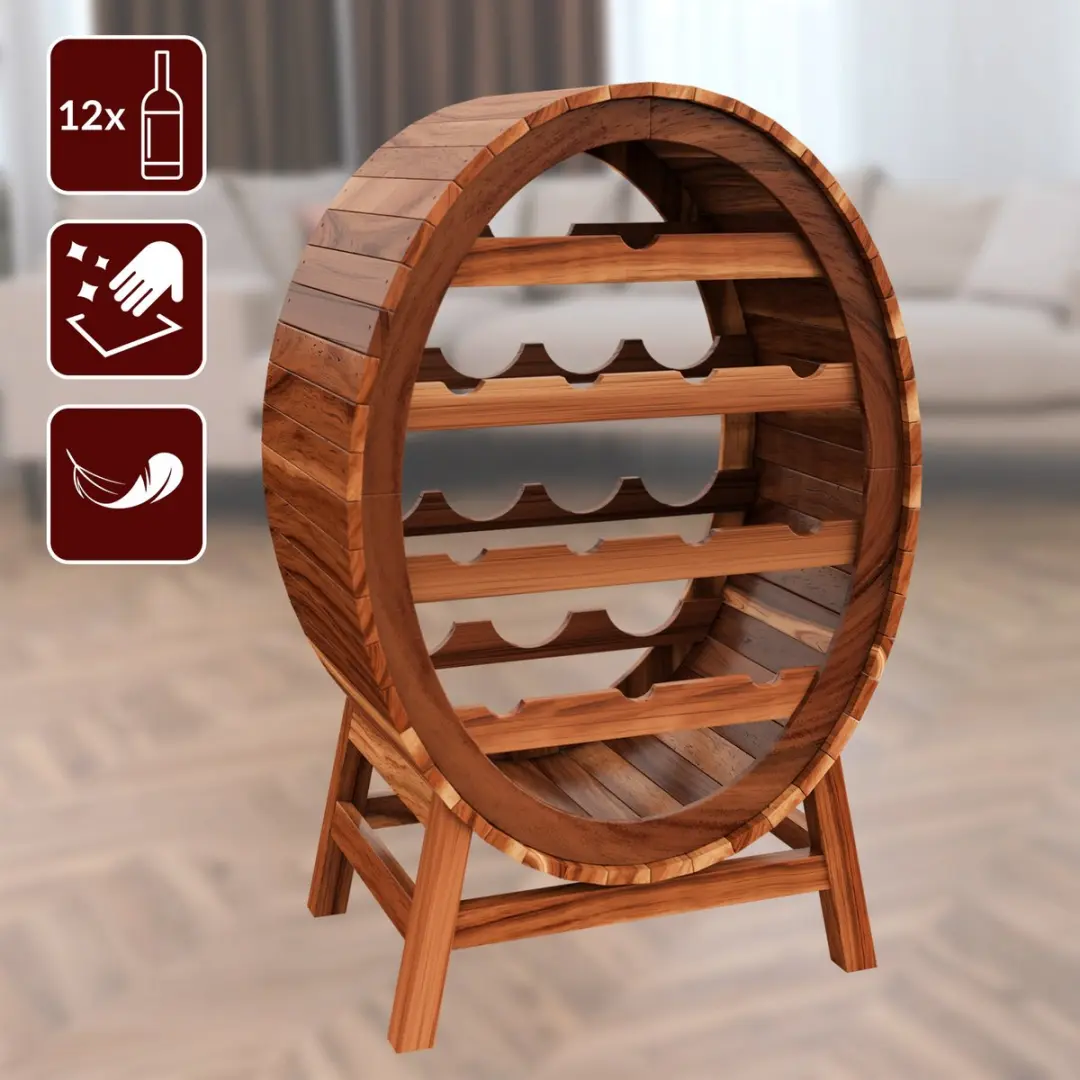 Monzana Casaria Wijnrek 12 Flessen - 90x50x30cm - Acacia Bruin